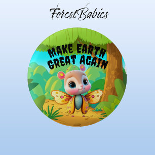 Girl Butterfly, Make Earth Great Again, Wildlife 3 Cm Round Badge