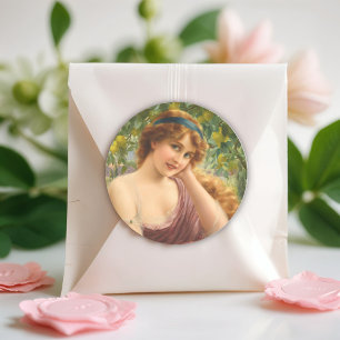Girl by Lemon Tree by Emile Vernon Classic Round Sticker
