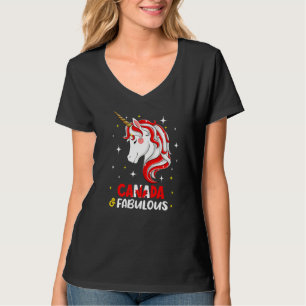Girl Canadian Canada Flag Unicorn Women T-Shirt