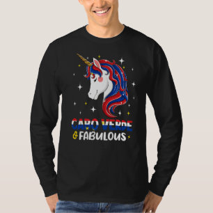 Girl Cape Verdean Cabo Verde Flag Unicorn Women T-Shirt