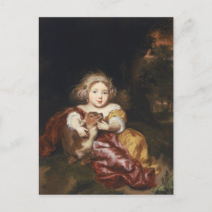 Girl Caressing a Fawn Postcard
