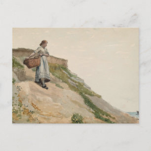 Girl Carrying a Basket   Winslow Homer Postcard