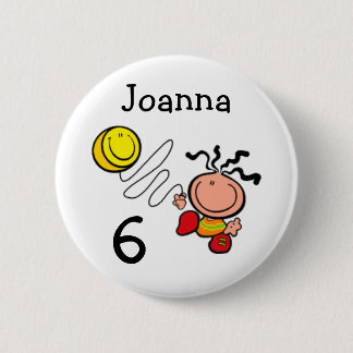 Girl cartoon birthday name and age Button