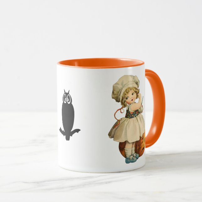 Girl Carving Apple Halloween Mug (Front Right)