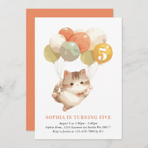 Girl Cat Birthday Invitations