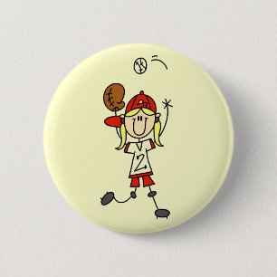Girl Catching Baseball T-shirts and Gifts 6 Cm Round Badge