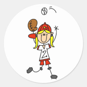 Girl Catching Baseball T-shirts and Gifts Classic Round Sticker
