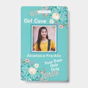 Girl Cave Fun Child Pass Photo Personalise ID  Badge