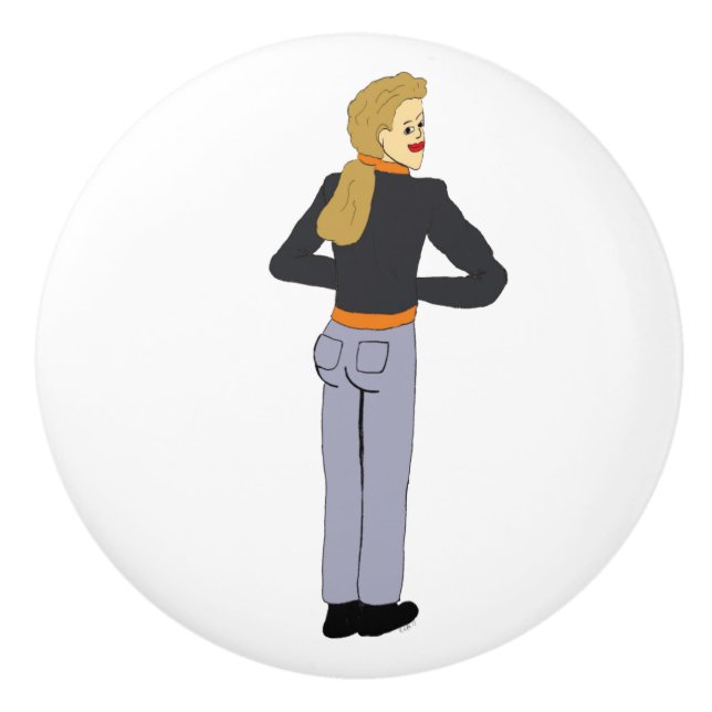 girl  ceramic knob (Front)