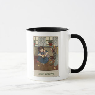 Girl Checking her Shoes Full of Goodies Mug