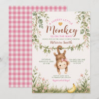 Girl Cheeky Little Monkey Pink Floral Baby Shower