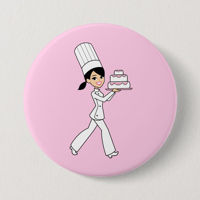 Girl Chef Print 7.5 Cm Round Badge (Front)