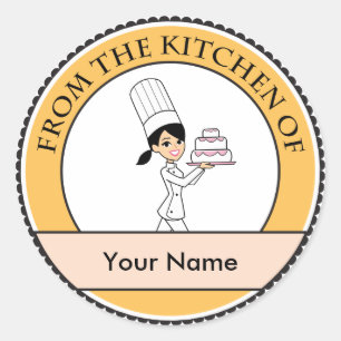 Girl Chef Print Classic Round Sticker