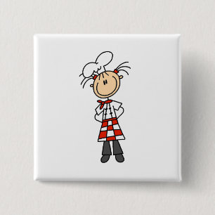 Girl Chef Stick Figure Buttons