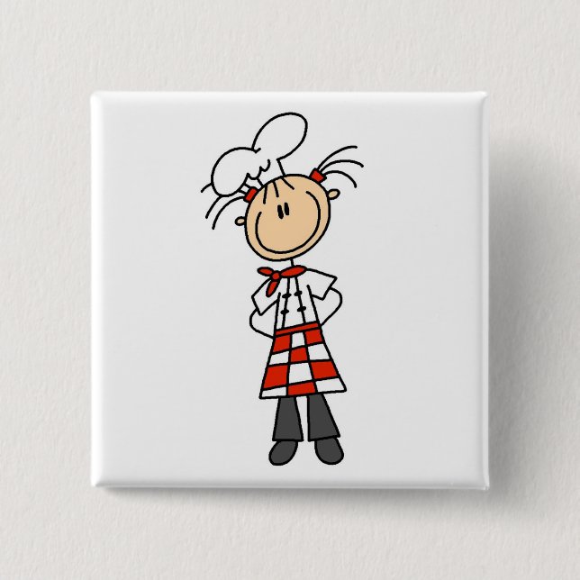 Girl Chef Stick Figure Tshirts and Gifts 15 Cm Square Badge (Front)