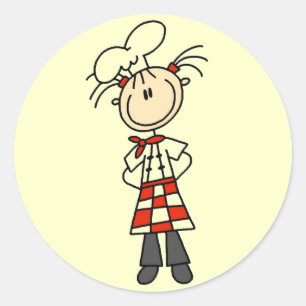 Girl Chef Stick Figure Tshirts and Gifts Classic Round Sticker