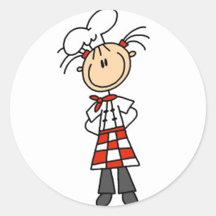Girl Chef Stick Figure Tshirts and Gifts Classic Round Sticker