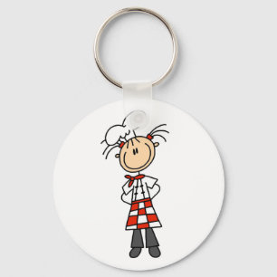 Girl Chef Stick Figure Tshirts and Gifts Key Ring