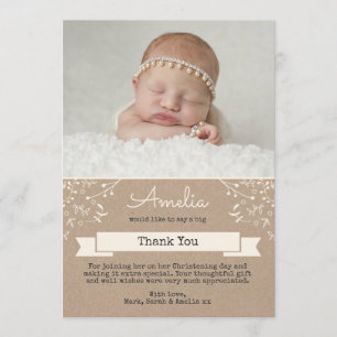 Girl Christening/Baptism Thank You Card