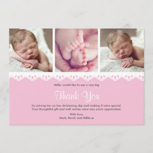 Girl Christening/Baptism Thank You Card
