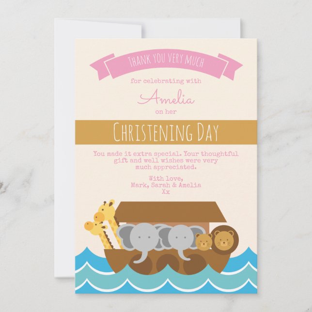 Girl Christening/Baptism Thank You Card (Front)