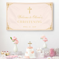 Girl Christening Pink Faux Gold Vintage Baptism