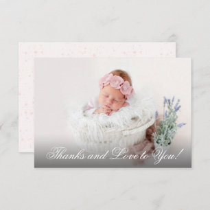 Girl Christening Pink Watercolor  Thank You Card