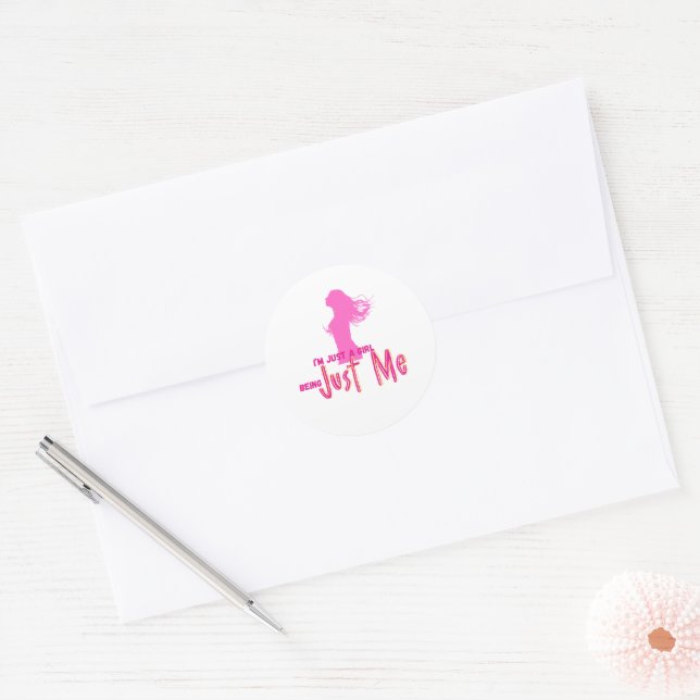 girl classic round sticker (Envelope)