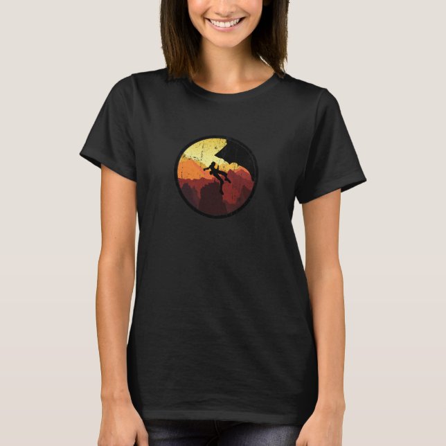 Girl Climb Vintage Retro Sunset T-Shirt (Front)