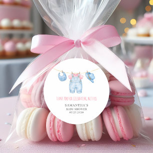 Girl Clothesline Baby Shower Thank You Sticker