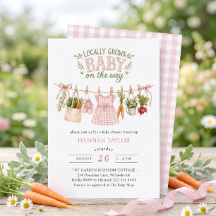 Girl Clothesline Locally Grown Baby Shower Invitation