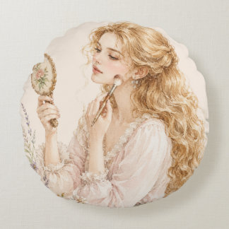 Girl Colour Vintage Round Pillow