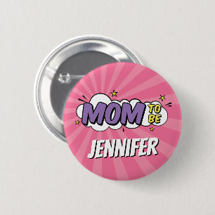 Girl Comic Book Superhero Baby Shower Mom 6 Cm Round Badge