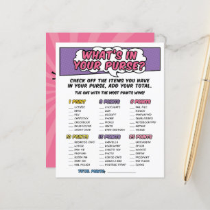 Girl Comic Book Superhero Baby Shower Purse Game