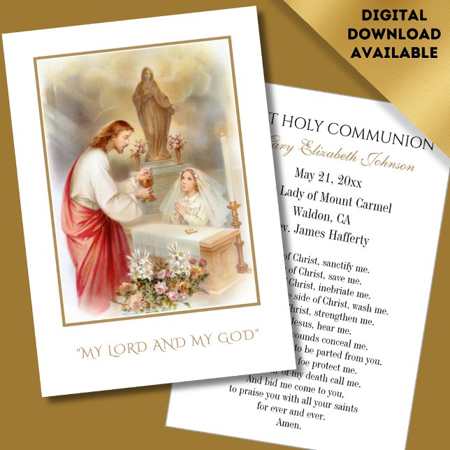 GIrl Communion Catholic Remembrance Holy Card (Creator Uploaded)