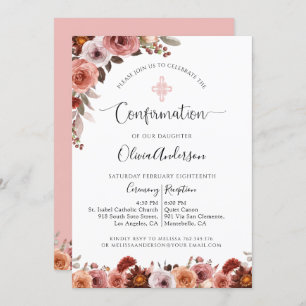 Girl Confirmation Blush Pink Floral Invitation