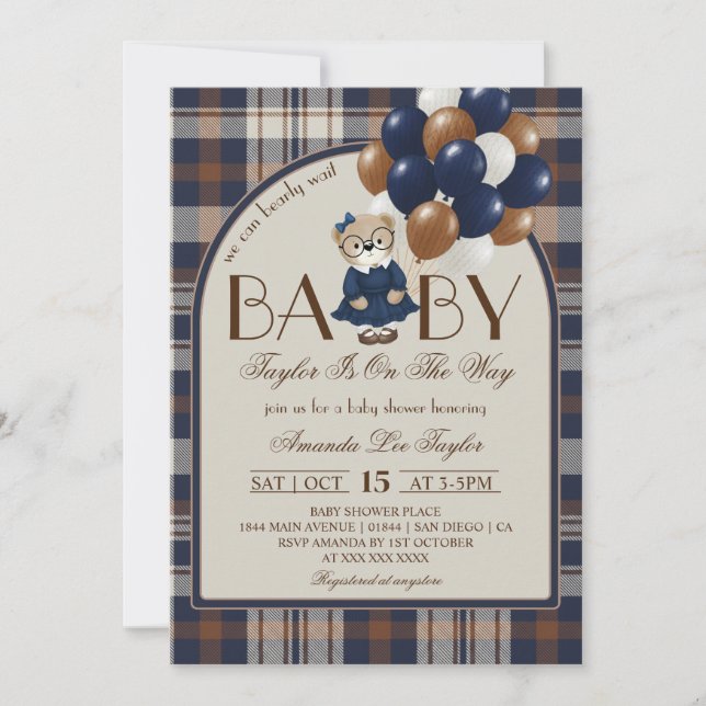 Girl Coquette Bear Baby Shower Invitation (Front)