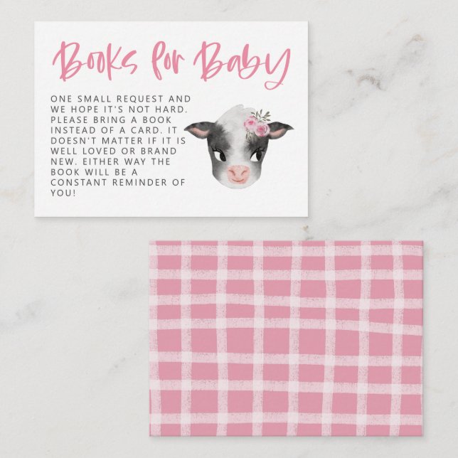 Girl Cow Baby Shower Book Request Enclosure Card (Front/Back)