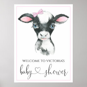 Girl Cow Farm Baby Shower Signs