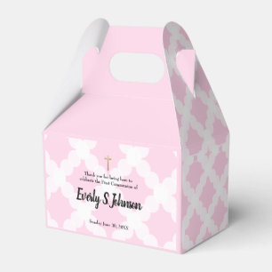 Girl Custom Name Pink First Communion Favour Box