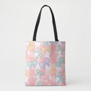 Girl Cute Bow Pastel Pink Tote Bag