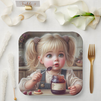 Girl Cute Photo, Ponytail Jam Cookie Paper Plates