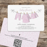 Girl Cute Pink Baby Shower QR Code Social Media