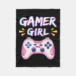 Girl Cute Pink Controller Video Game Girl Gaming  Fleece Blanket