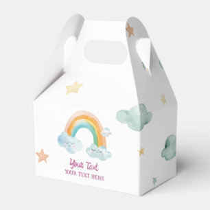 Girl Cute Purple Watercolor Rainbow Baby Birthday  Favour Box