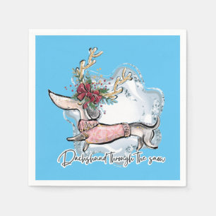 Girl Dachshund Through The Snow Napkin