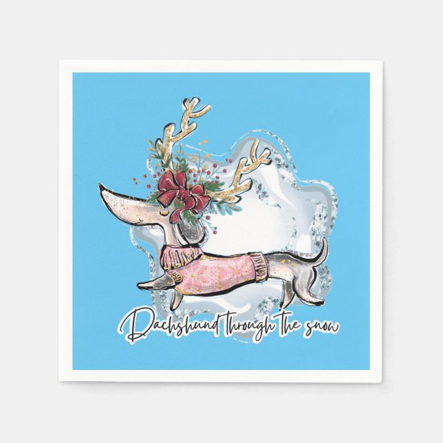 Girl Dachshund Through The Snow Napkin (Front)