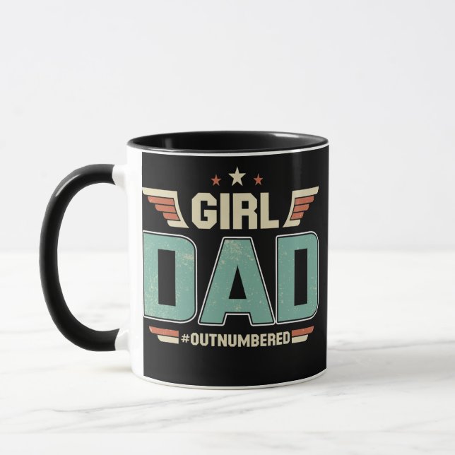 Girl Dad Dad Of Girls Outnumbered Funny Girldad  Mug (Left)