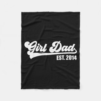 Girl Dad Est 2014 Retro Proud Vintage Father Of Fleece Blanket