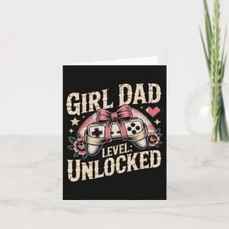 Girl Dad Level Unlocked Vintage Gamer Controller Card
